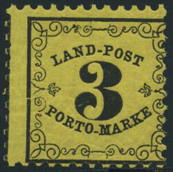3 Kr. Landpost 1862, dickes Papier, postfrisches Kabinettstück. ...